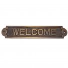 Large Welcome Brass Door Sign - Antique Brass