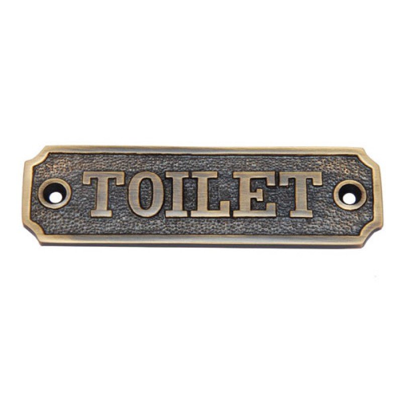 Medium Toilet Brass Door Sign - Antique Brass