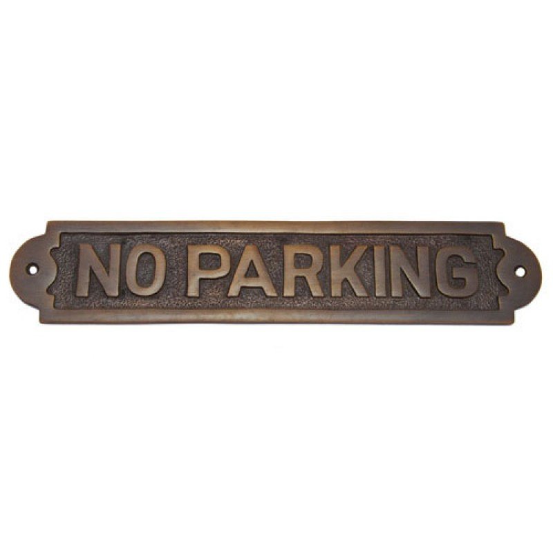 No Parking Brass Door Sign - Antique Brass