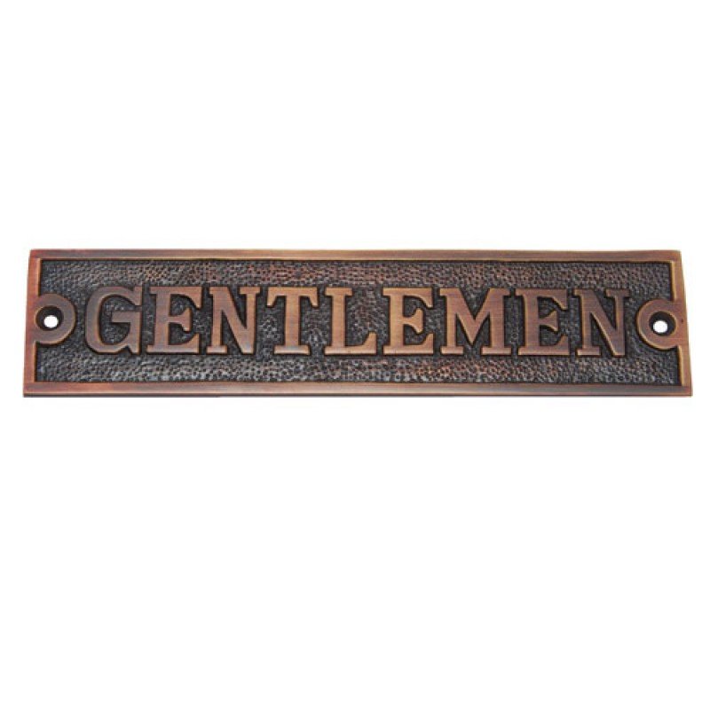 Rectangular Gentlemen Brass Door Sign -  Antique Copper