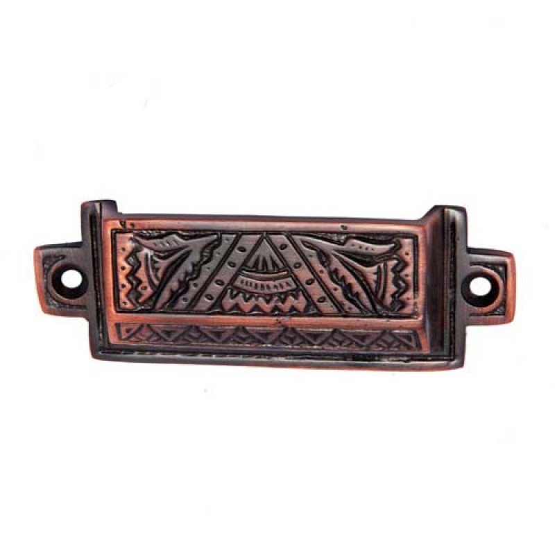 ""Chun"" Decorative Brass Drawer Pull -  Antique Copper