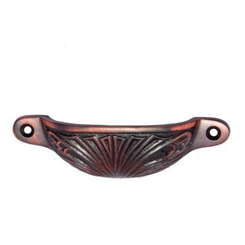 ""Esek"" Decorative Brass Drawer Pull - Antique Copper