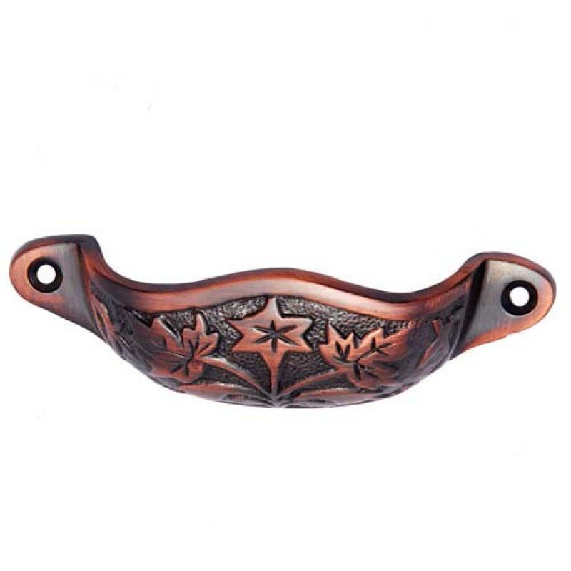 ""Geder"" Decorative Brass Drawer Pull -  Antique Copper