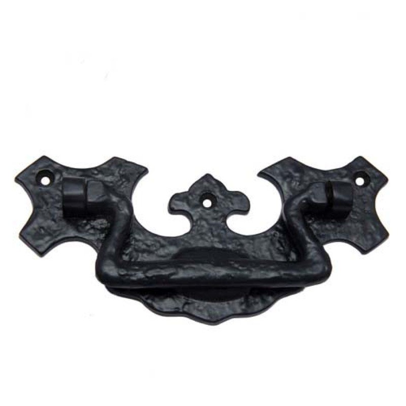 ""Phicol"" Black Antique Iron Drop Pull -  Black Powdercoated