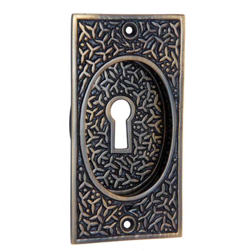 Decorative Brass Flush Pull - Antique Brass