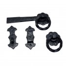 Twisted Ring Black Antique Iron Gate Latch - Black Powdercoated