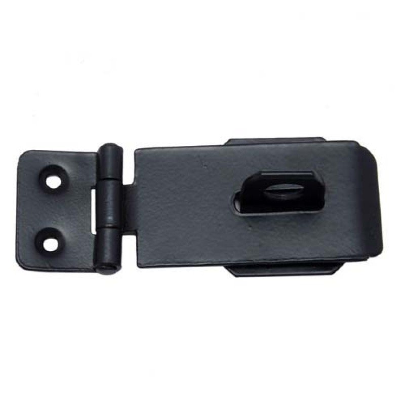 110mm x 45mm Black Iron Hasp & Staple - Black Powdercoated
