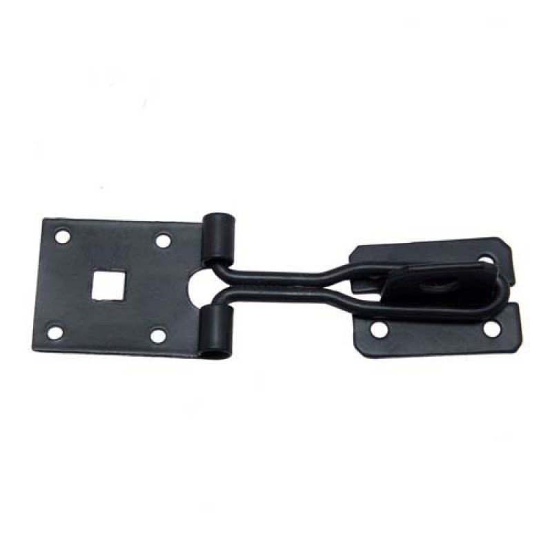 130mm x 40mm Black Iron Hasp & Staple - Black Powdercoated
