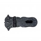154mm x 78.50mm Black Antique Iron Hasp & Staple - Black Powdercoated