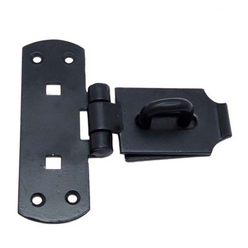160mm x 150mm Black Iron Hasp & Staple - Black Powdercoated