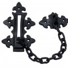 131mm x 78mm Black Antique Iron Security Door Chain - Black Powdercoated