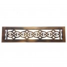 ""Flower"" Brass Wall Register with Louver -2-1/4"" x 14""(3-7/8"" x 15-1/4""Overall)-Antique Brass