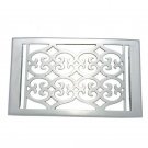 ""Flower"" Brass Wall Register with Louver - 6"" x 10"" (7-1/4"" x 11-1/2"" Overall)-Satin Nickel