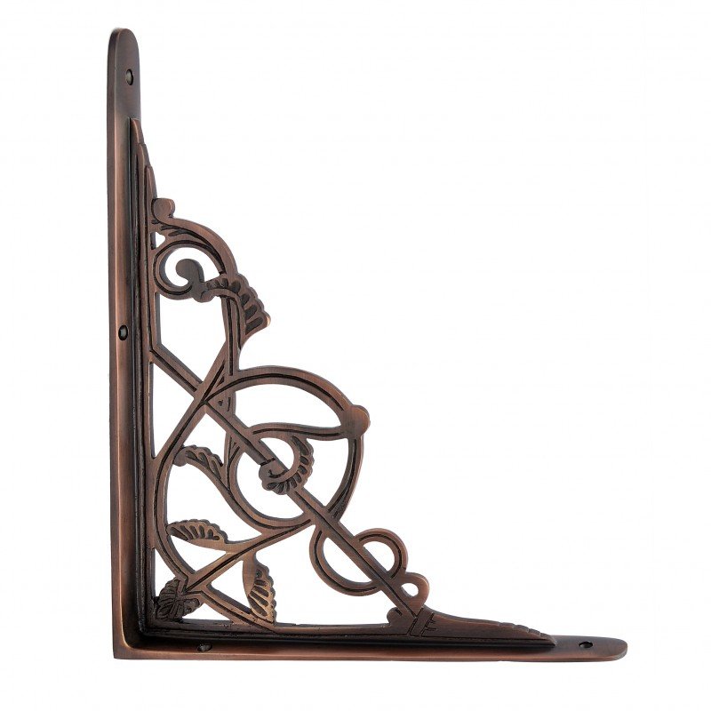 ""Abiathar"" Decorative Brass Shelf Bracket Antique Copper
