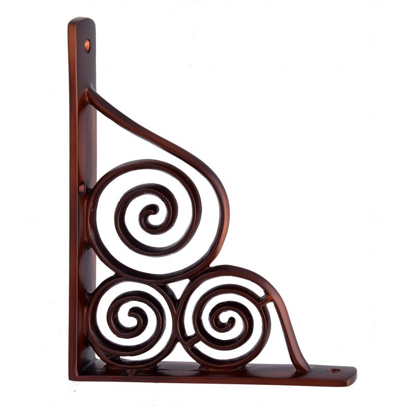 ""Gilboa"" Silicon Bronze Shelf Bracket -  Distressed Silicon Bronze Rust Patina