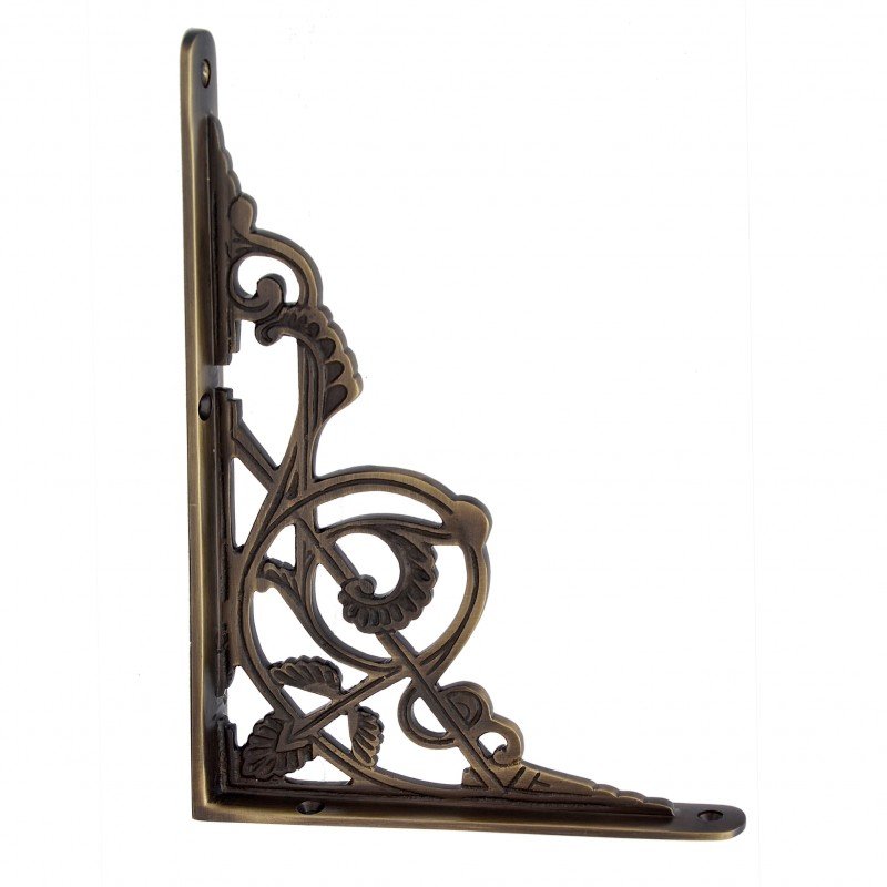 ""Maasiai"" Decorative Brass Shelf Bracket - Antique Brass