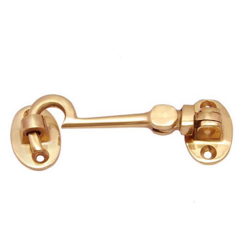 4.40"" Plain Brass Window Cabin Hook - Polish Lacquered