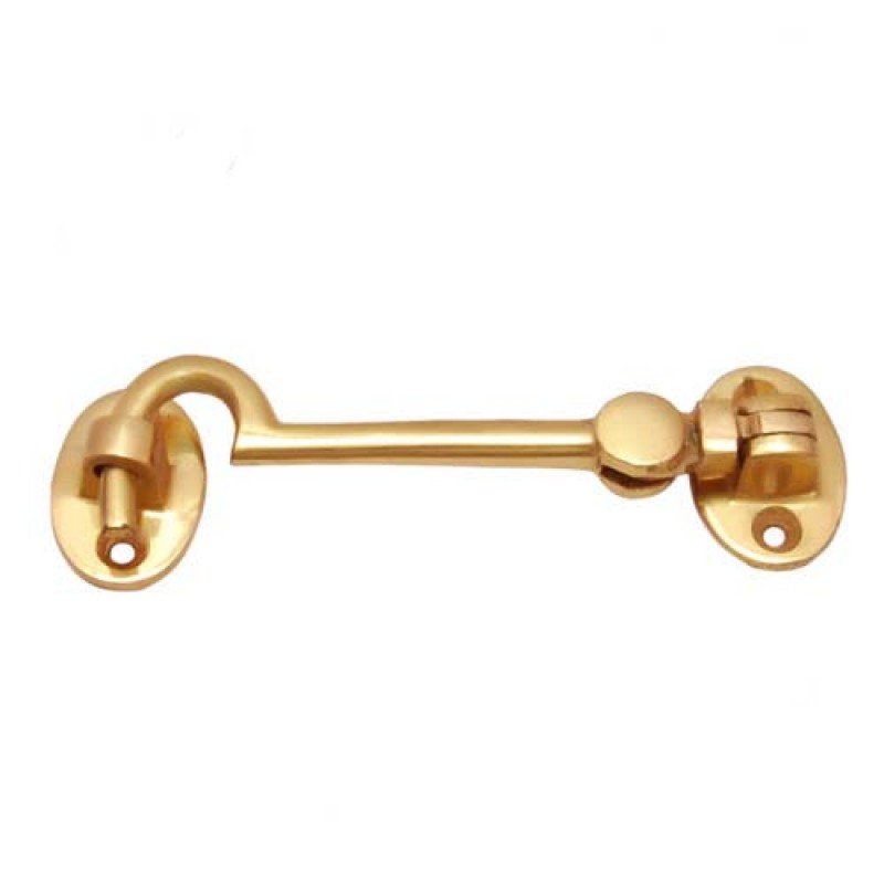 4.70"" Plain Brass Window Cabin Hook - Polish Lacquered
