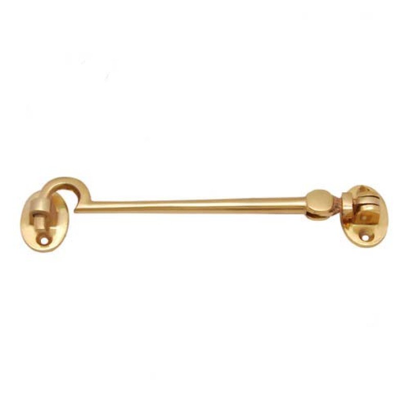 6"" Plain Brass Window Cabin Hook - Polish Lacquered