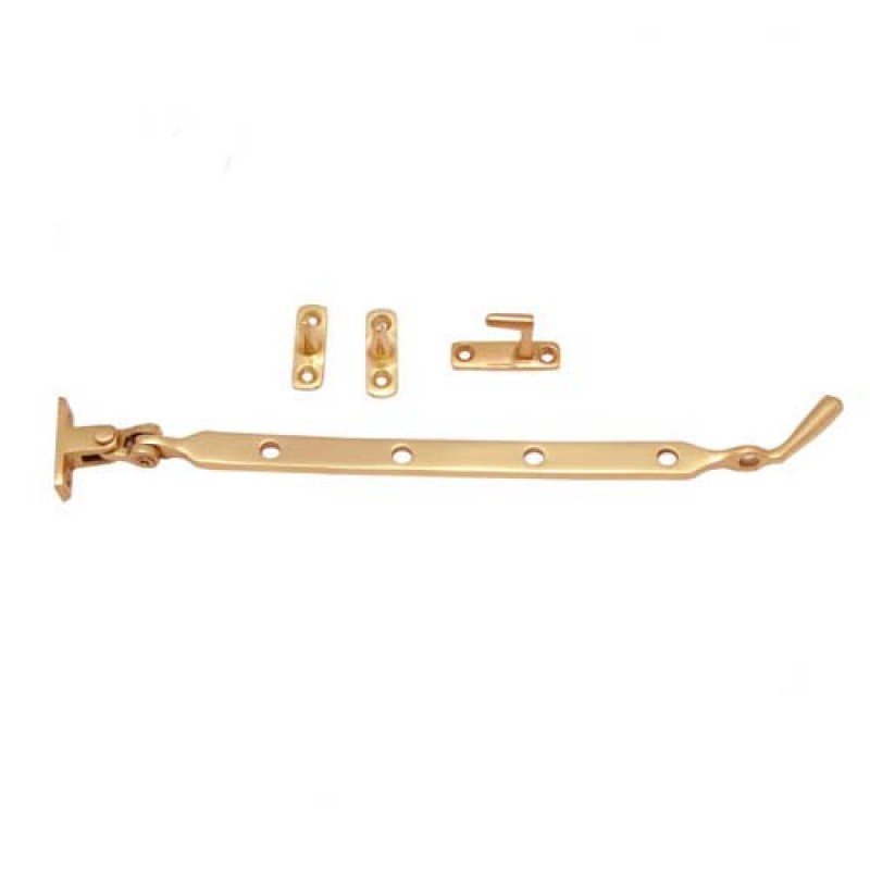 10"" Brass Window Casement Stay - Polish Lacquered