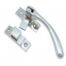 Left Curved Brass Window Fastener - Polished Chrome