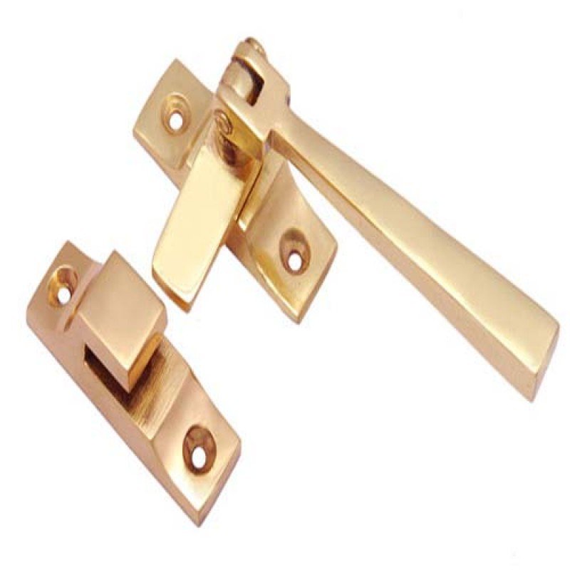 Straight Brass Window Fastener - Polish Lacquered