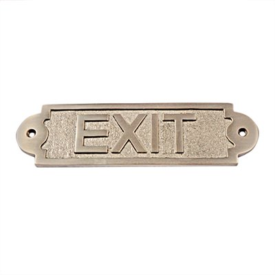 Exit Brass Door Sign - Antique Brushed Nickel