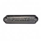 Large Private Brass Door Sign - Black Powder Coated