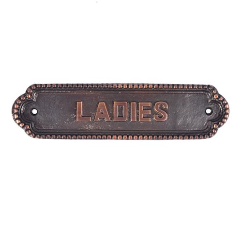 Large Ladies Brass Door Sign - Antique Copper
