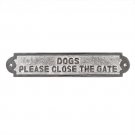 Dogs Please Close The Gate Brass Door Sign - Polished Chrome