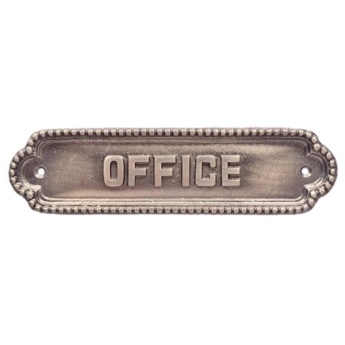 Large Office Brass Door Sign - Antique Brushed Nickel