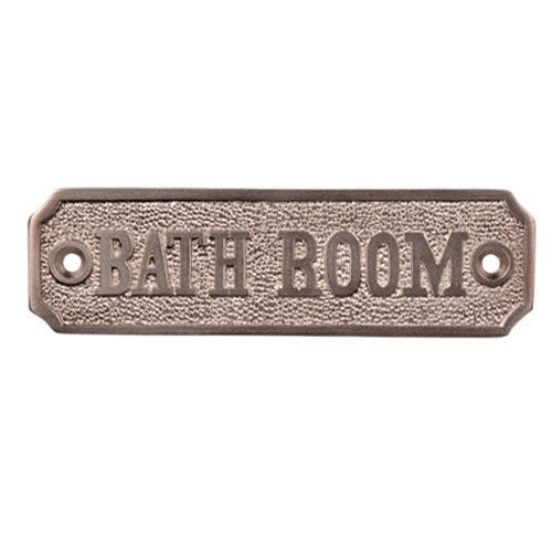 Bathroom Brass Door Sign - Satin Nickel