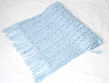 SOFT BLUE Handmade Knit Shawl / Wrap/ Scarf *FREE SHIPPING*