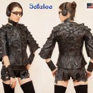 Black genuine women's leather jacket Cyberpunk style "Mizar-99"