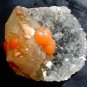 ORANGE FLUORITE CRYSTAL ON CALCITE F-16