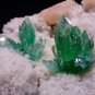GEMMY POINTED GREEN APOPHYLLITE FLOWER ON WHITE CHALCEDONY MATRIX F-1114