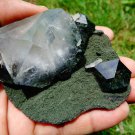 APOPHYLLITE ON DARK GREEN MATRIX E2#29