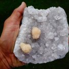 APOPHYLLITE WITH STILBITE ON AMETHYST MINERAL SPECIMEN # L-5