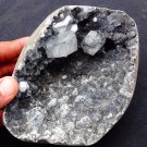 APOPHYLLITE CRYSTAL IN BLACK CHALCEDONY GEODE  # G-4