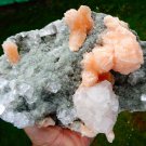 APOPHYLLITE CRYSTAL BUNCH WITH STILBITE BLADE ON CHALCEDONY  !! L-4