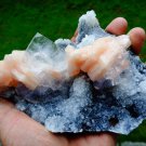 APOPHYLLITE SLIM WITH STILBITE ON CHALCEDONY MINERAL SPECIMEN # B-5