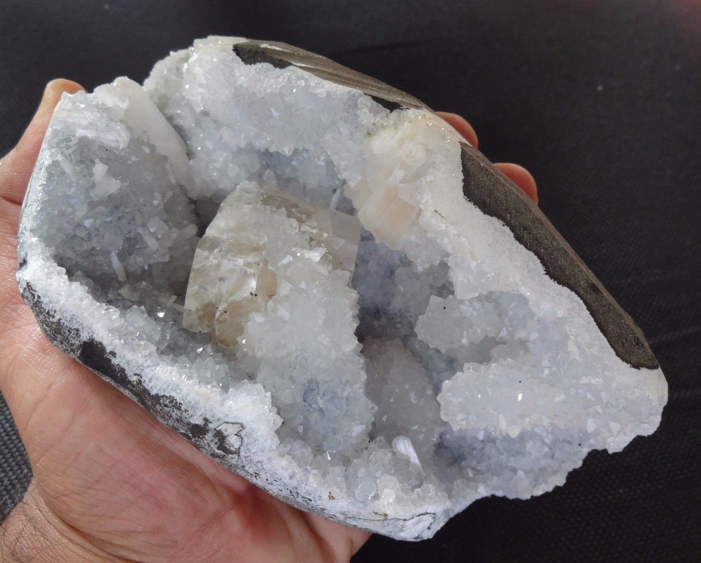 CALCITE AMETHYST GEODE ON MATRIX B-2