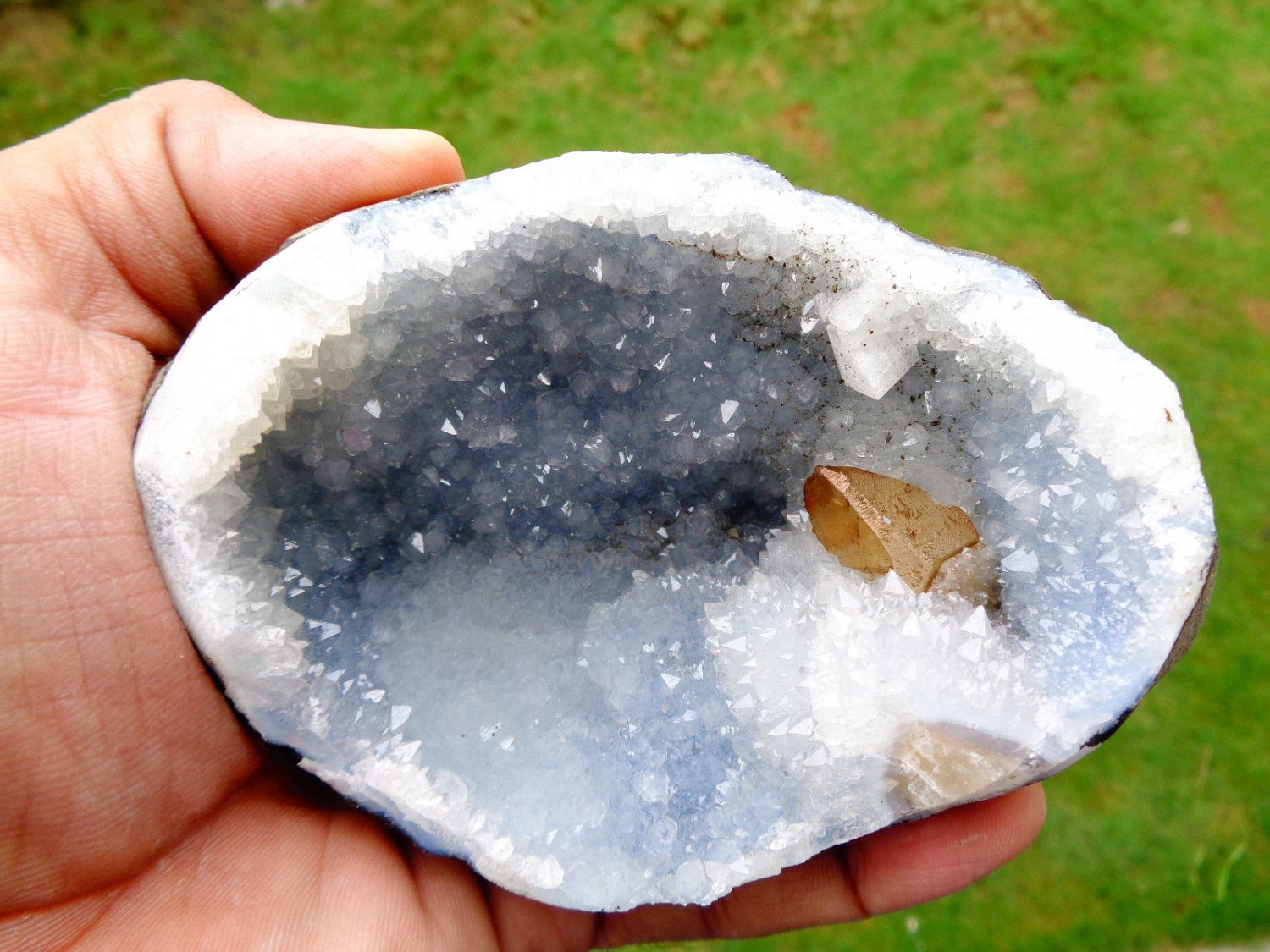 CALCITE IN AMETHYST GEODE  !! B-3