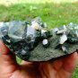WATER CLEAR GLASSY APOPHYLLITE WITH STILBITE ON GREEN MATRIX E2-03