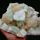 APOPHYLLITE LIGHT GREEN WITH STILBITE MINERAL SPECIMEN # B-1