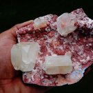 APOPHYLLITE ON RED HEULANDITE MINERAL MATRIX !! A-1