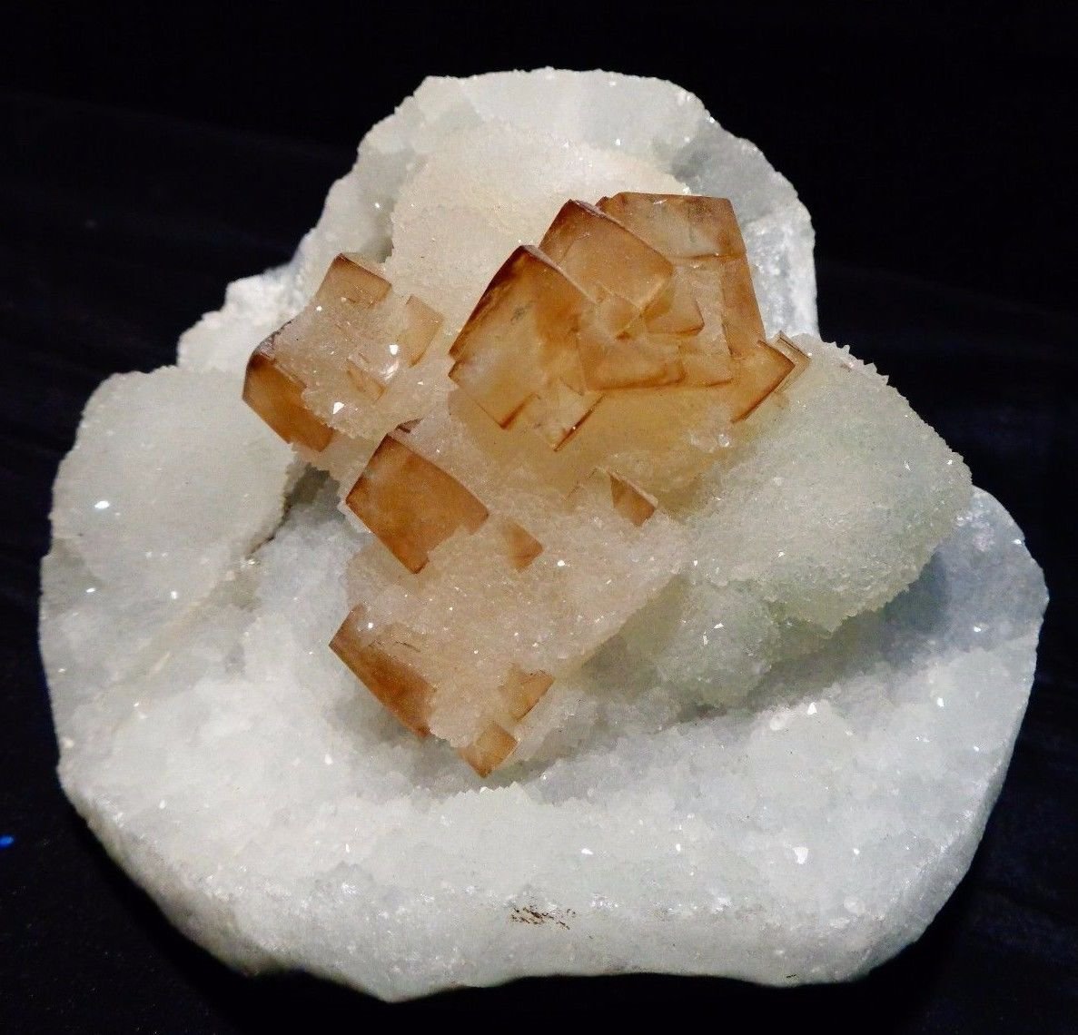 CALCITE MULTI CRYSTALS ON MICRO QUARTZ MATRIX S-3 # 10