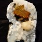 CALCITE HUGE CRYSTAL WITH STILBITE IN AMETHYST SEMI GEODE !! E-1-#23
