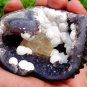 CALCITE WITH OKENITE IN AMETHYST GEODE !!!B-1