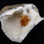 CALCITE CRYSTAL ON AMETHYST SEMI GEODE E-#3-05